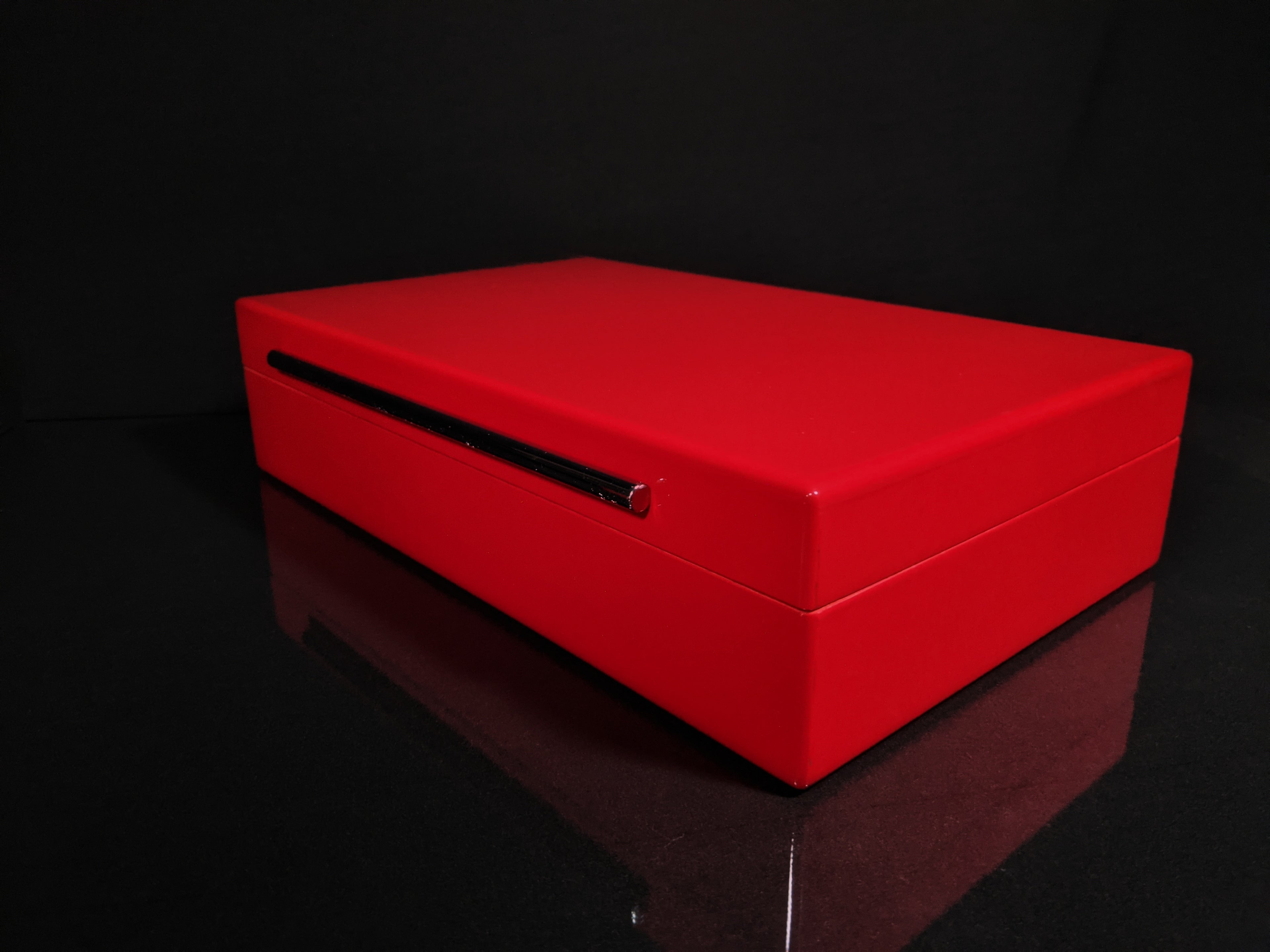 Red Lacquer Finish Wood Humidor Showroom Model