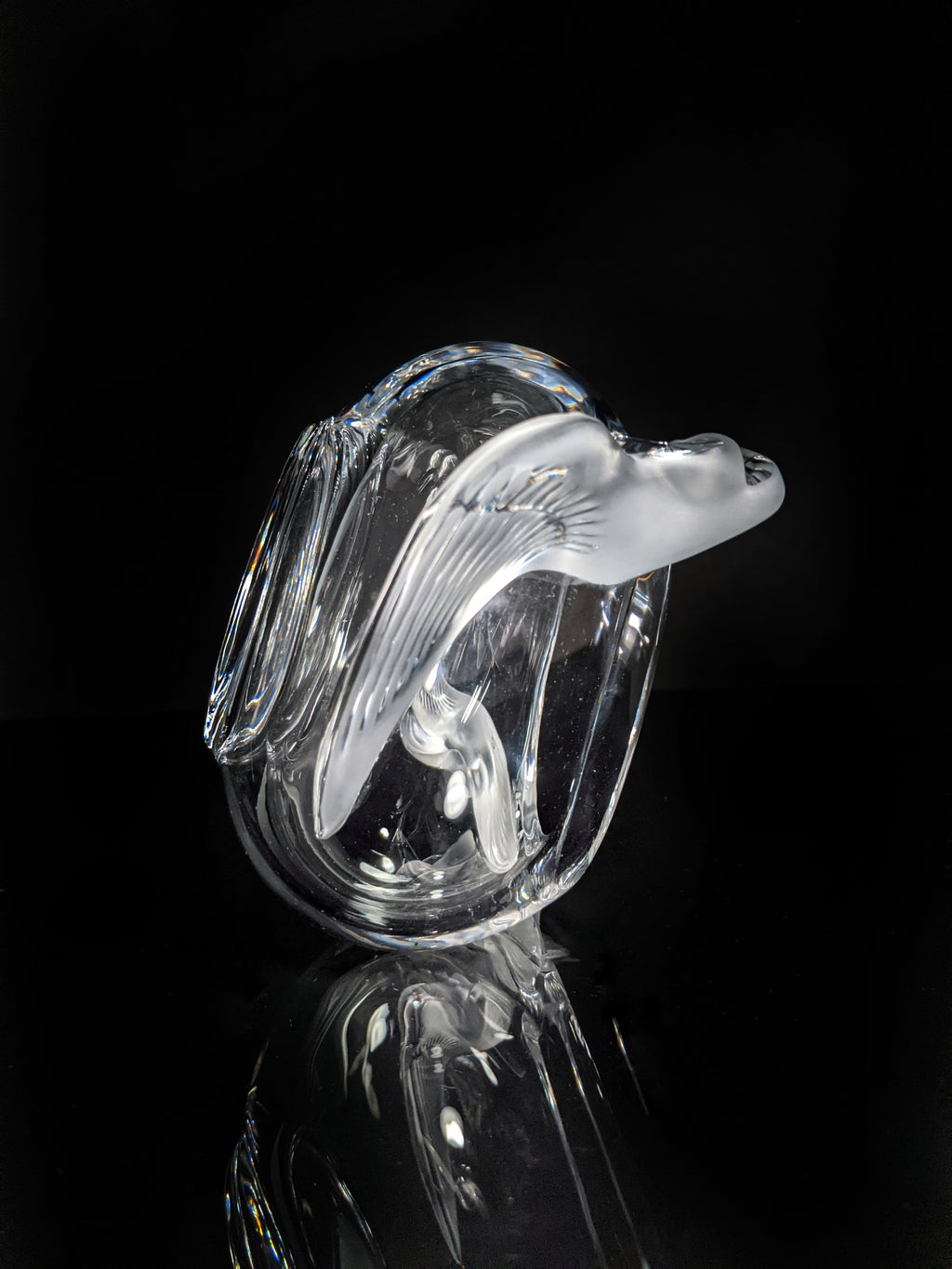 Lalique Crystal "Adelaide" Dove Bird Bowl