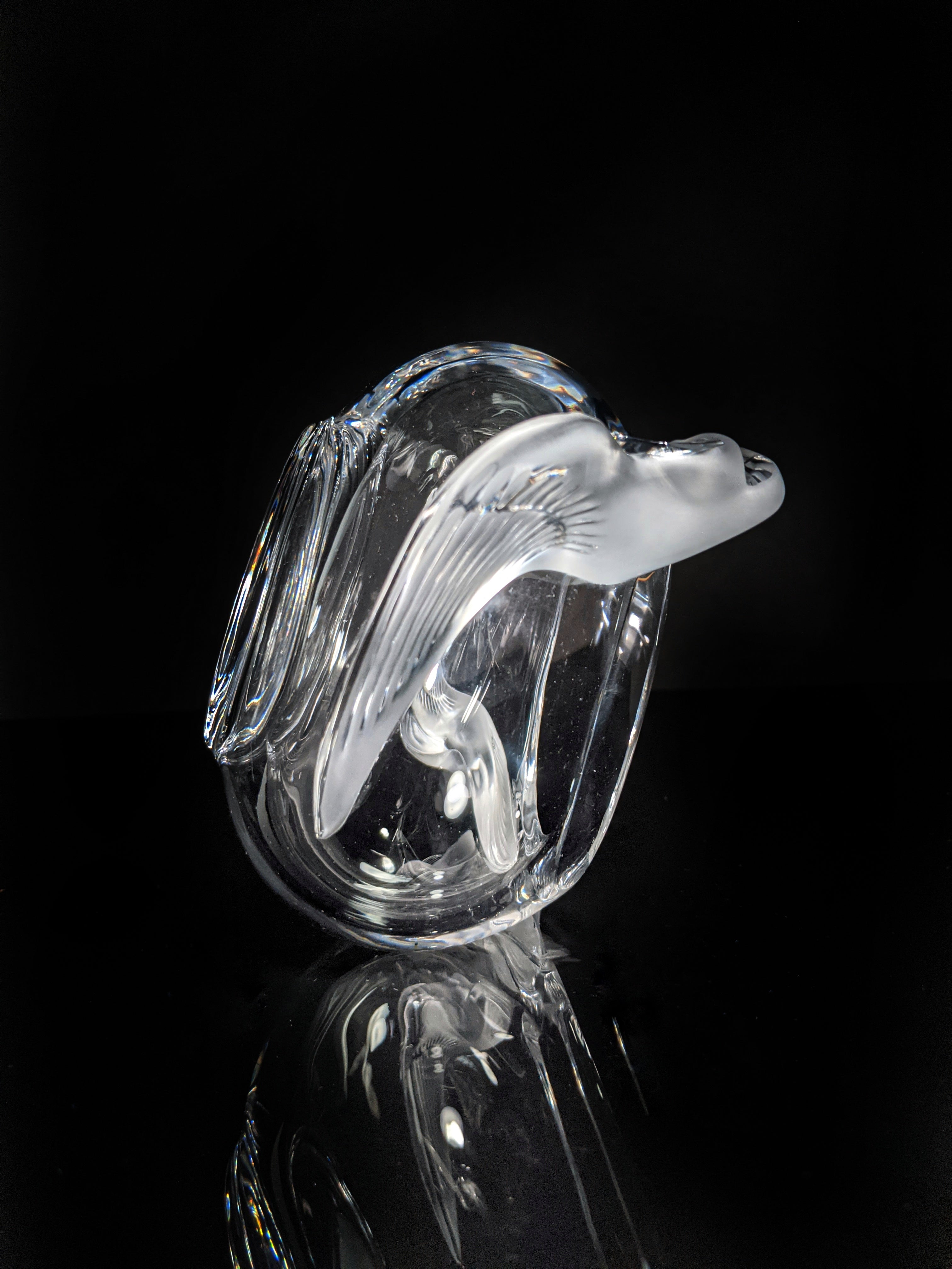 Lalique Crystal "Adelaide" Dove Bird Bowl