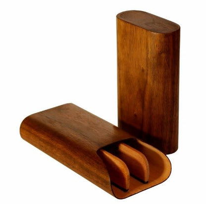 Brizard and Co. The "Show Band" 3 Cigar Case - Curly Walnut