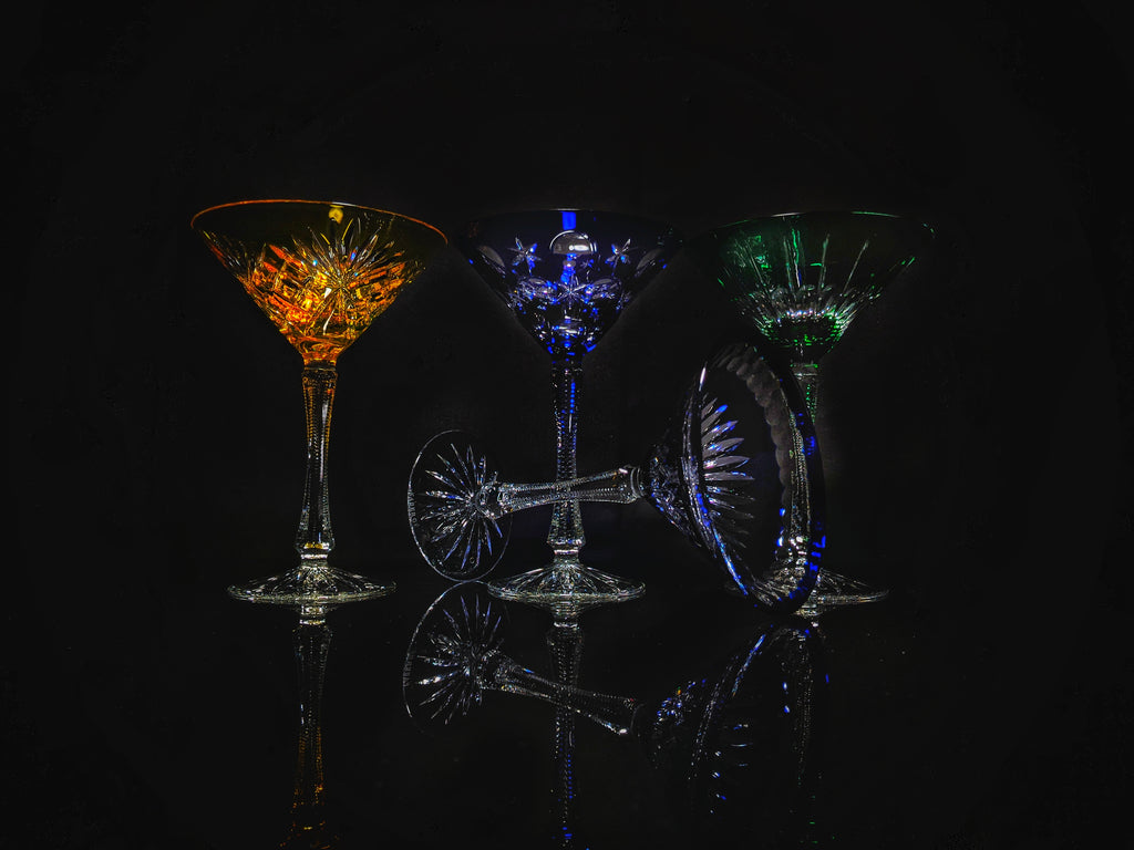 Fabergé Colored Crystal Martini Glasses