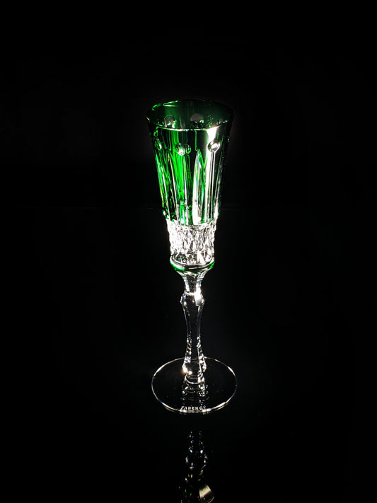 Faberge Xenia Green Cut to Clear Crystal Flute