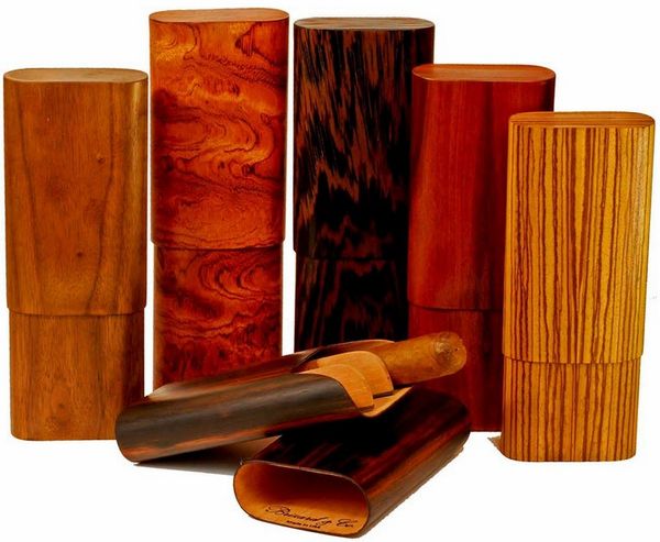 Brizard and Co. The "Show Band" 3 Cigar Case - Curly Walnut
