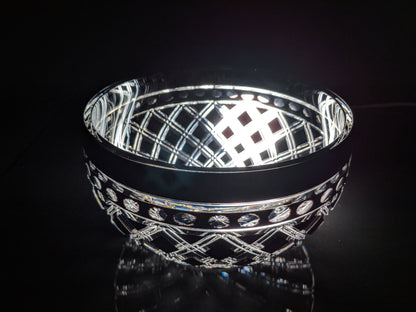 Black Crystal Clear Cut Bowl 9" diameter