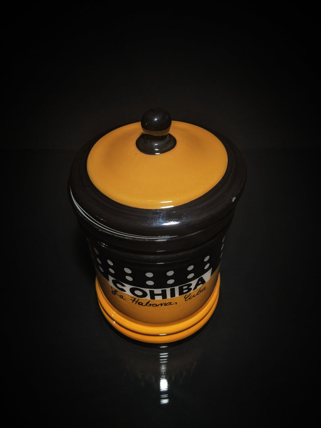 Large Ceramic Humidor Jar 13" H x 7.5" W.
