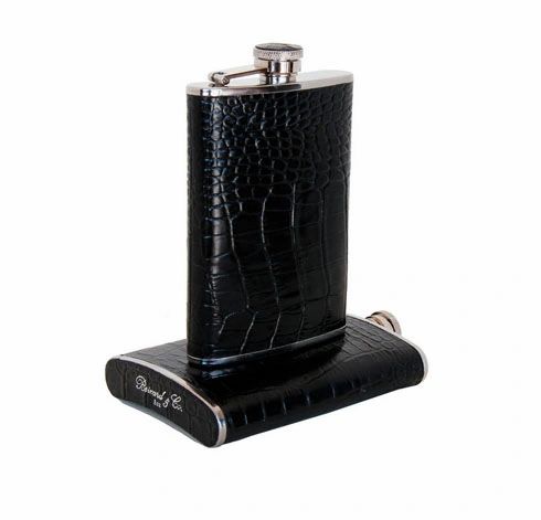 Brizard and Co. The 8 oz Flask - Croco Pattern Black