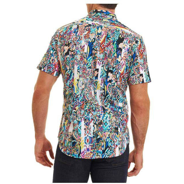 Robert Graham Terraferma Psychedelic Collage Short Sleeve Shirt — Medium