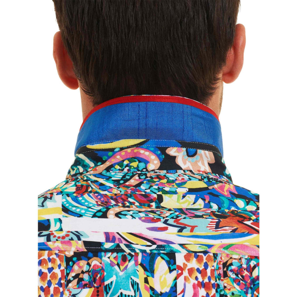 Robert Graham Terraferma Psychedelic Collage Short Sleeve Shirt — Medium
