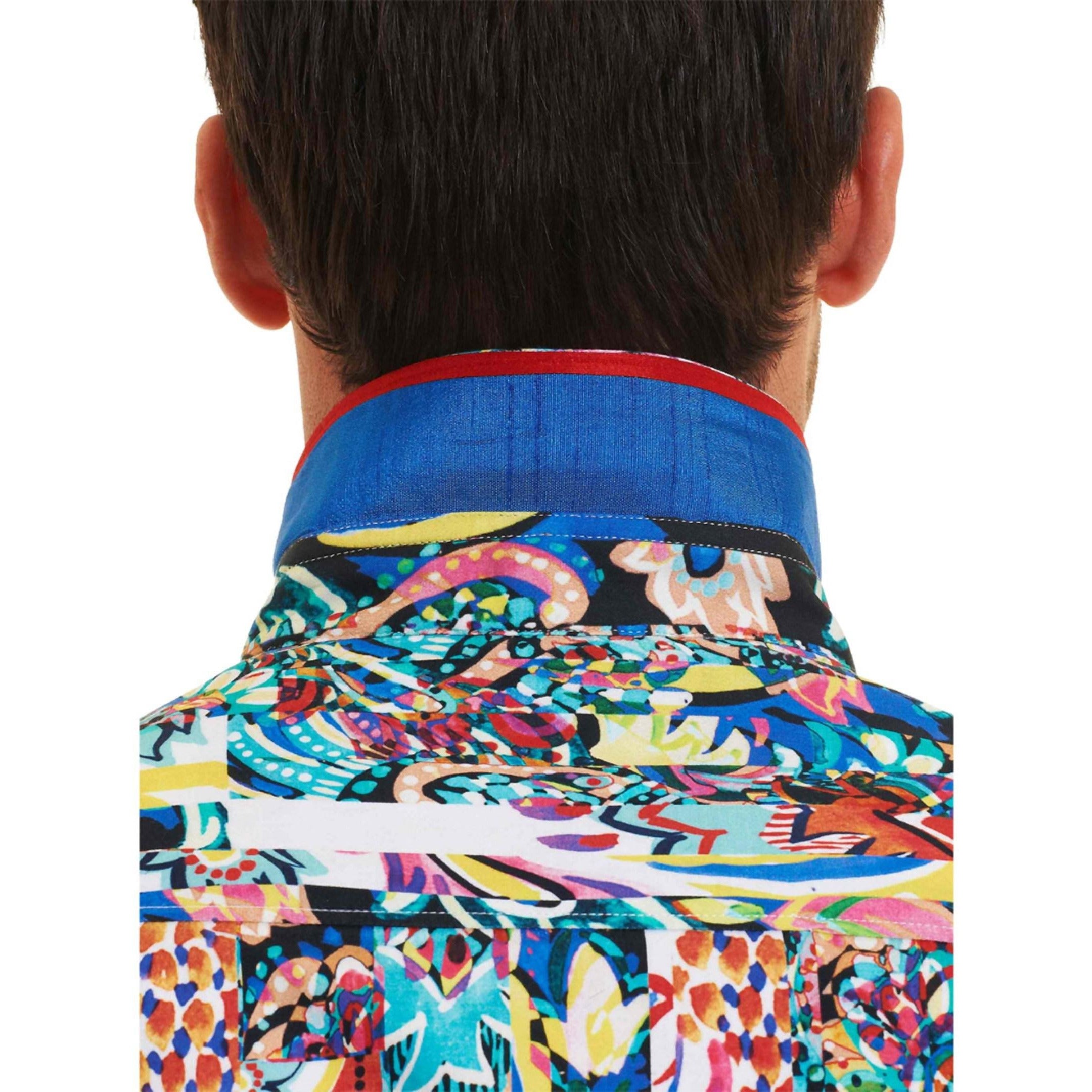 Robert Graham Terraferma Psychedelic Collage Short Sleeve Shirt — Medium