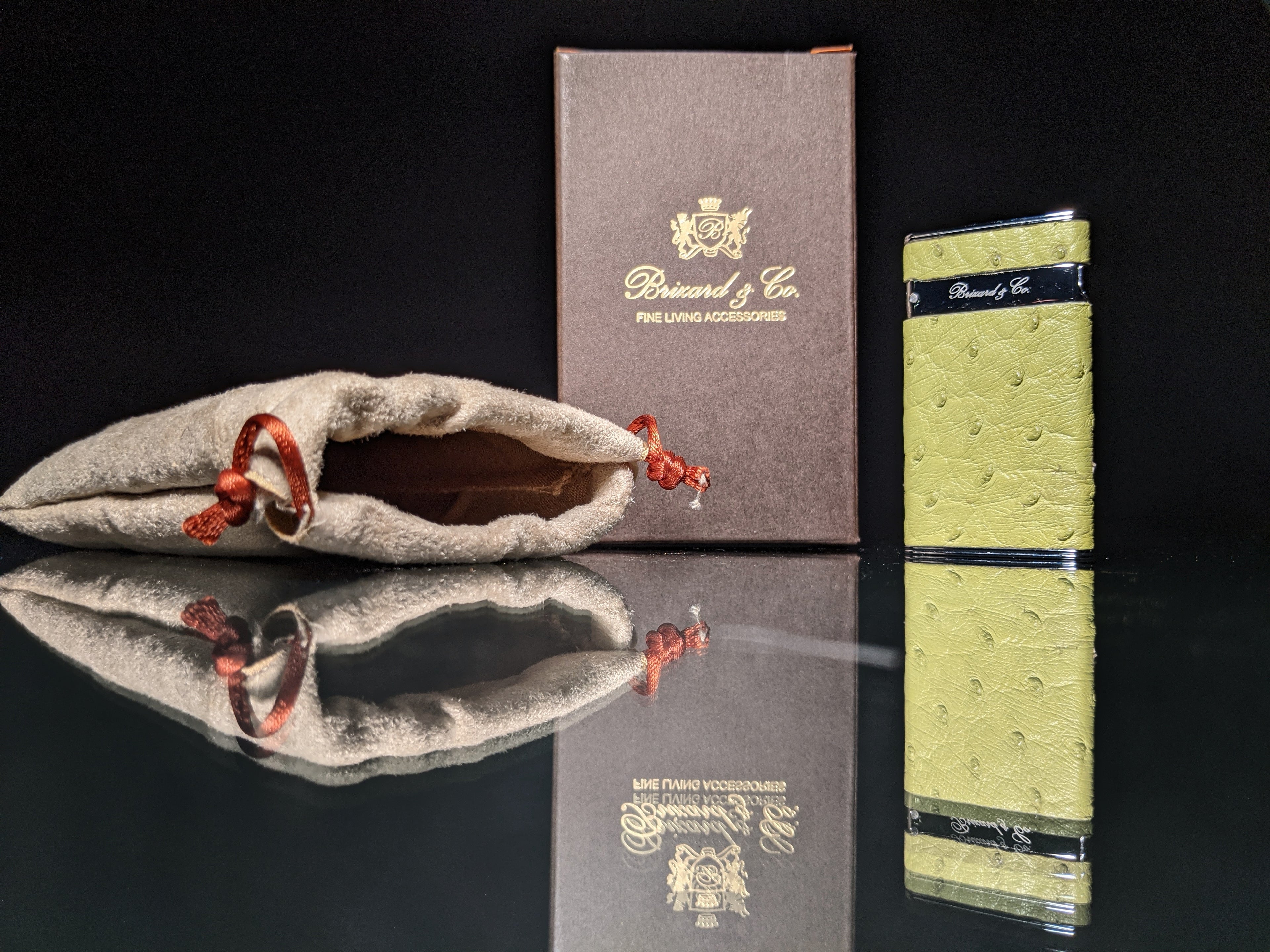 Brizard and Co Ostrich Matcha Sottile Lighter