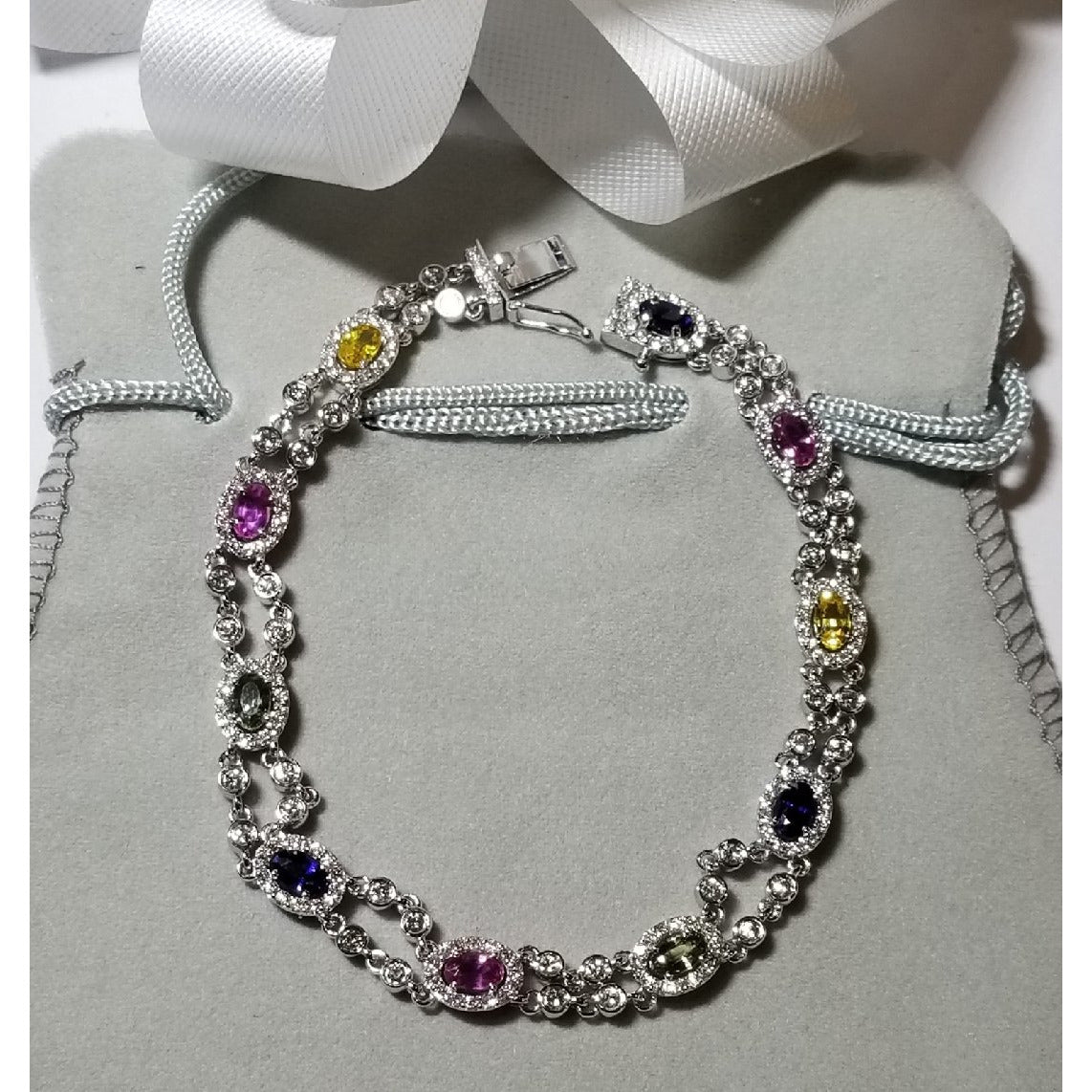 Ladies 7" Natural Colored Sapphire and Diamond Bracelet