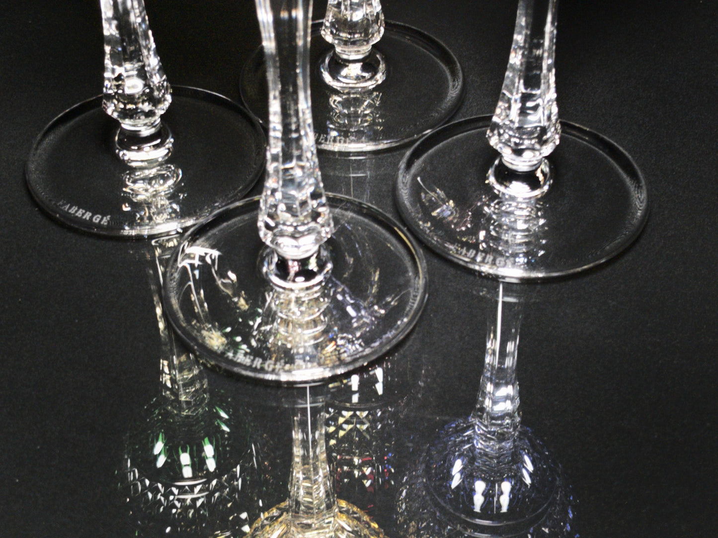 FABERGE XENIA IMPERIAL CASED CUT TO CLEAR CRYSTAL GOBLETS  SIGNED NO BOX