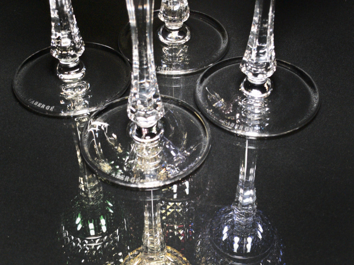 Fabergé Xenia Imperial Cased Cut to Clear Crystal Goblets — Signed