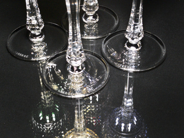 FABERGE XENIA IMPERIAL CASED CUT TO CLEAR CRYSTAL GOBLETS  SIGNED