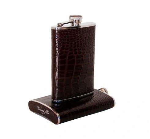 Brizard and Co. The 8 oz Flask - Croco Pattern Tobacco