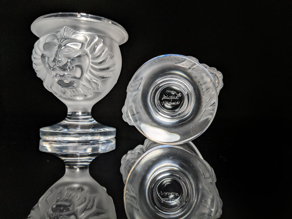 Lalique Crystal Tête de Lion Table Lighter