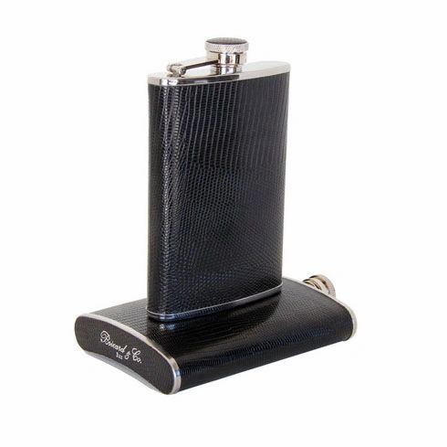 Brizard and Co. The 8 oz Flask - Lizard Pattern Black