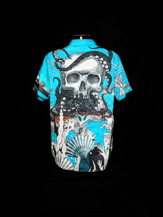 Robert Graham Sea Monster Short Sleeve Shirt Size Large