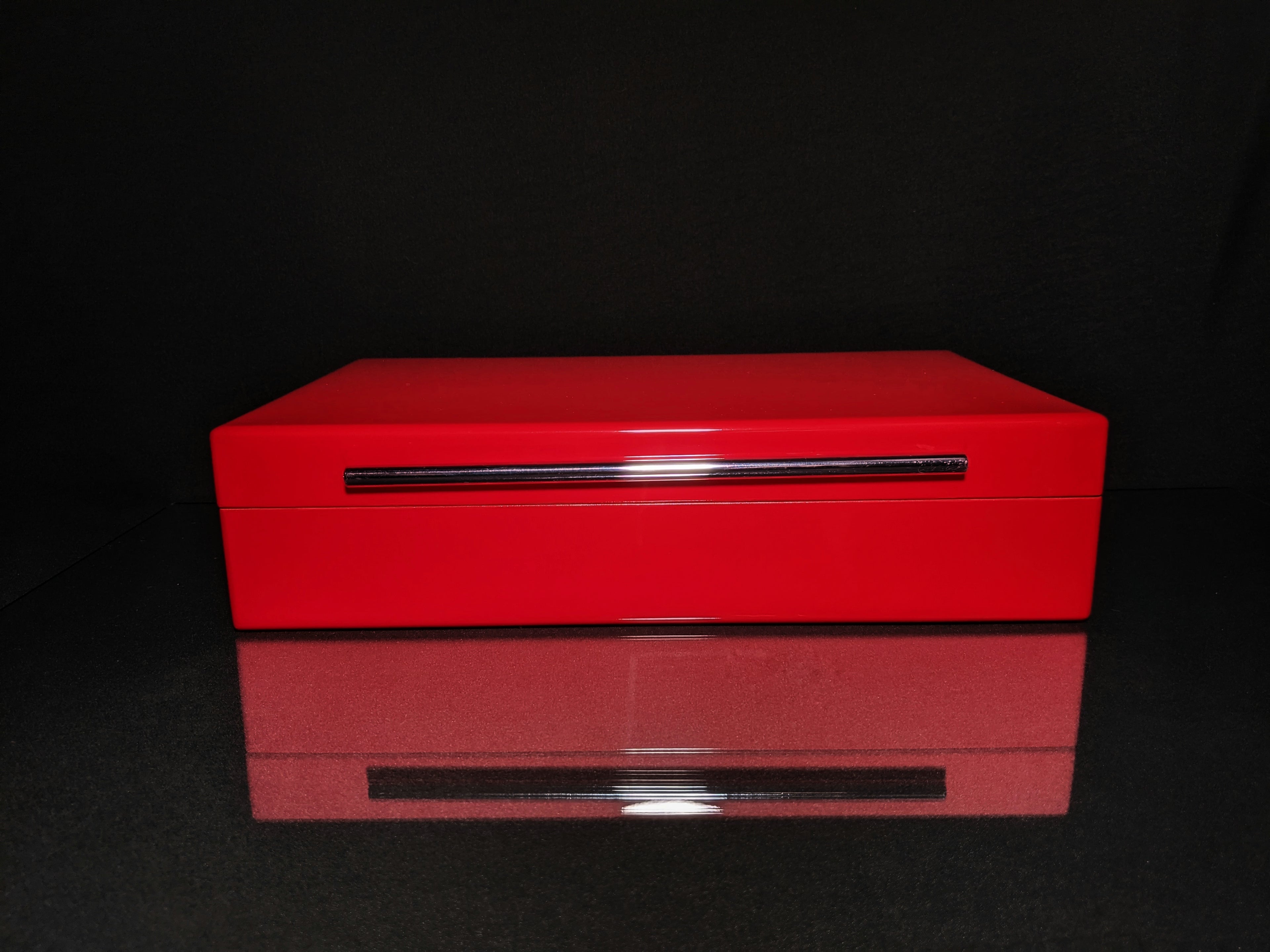 Red Lacquer Finish Wood Humidor Showroom Model