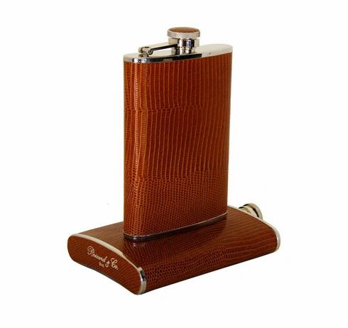 Brizard and Co. The 8 oz Flask - Lizard Pattern Havana