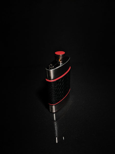 Brizard and Co. The 6 oz Flask - Black Python Leather and Racing Red