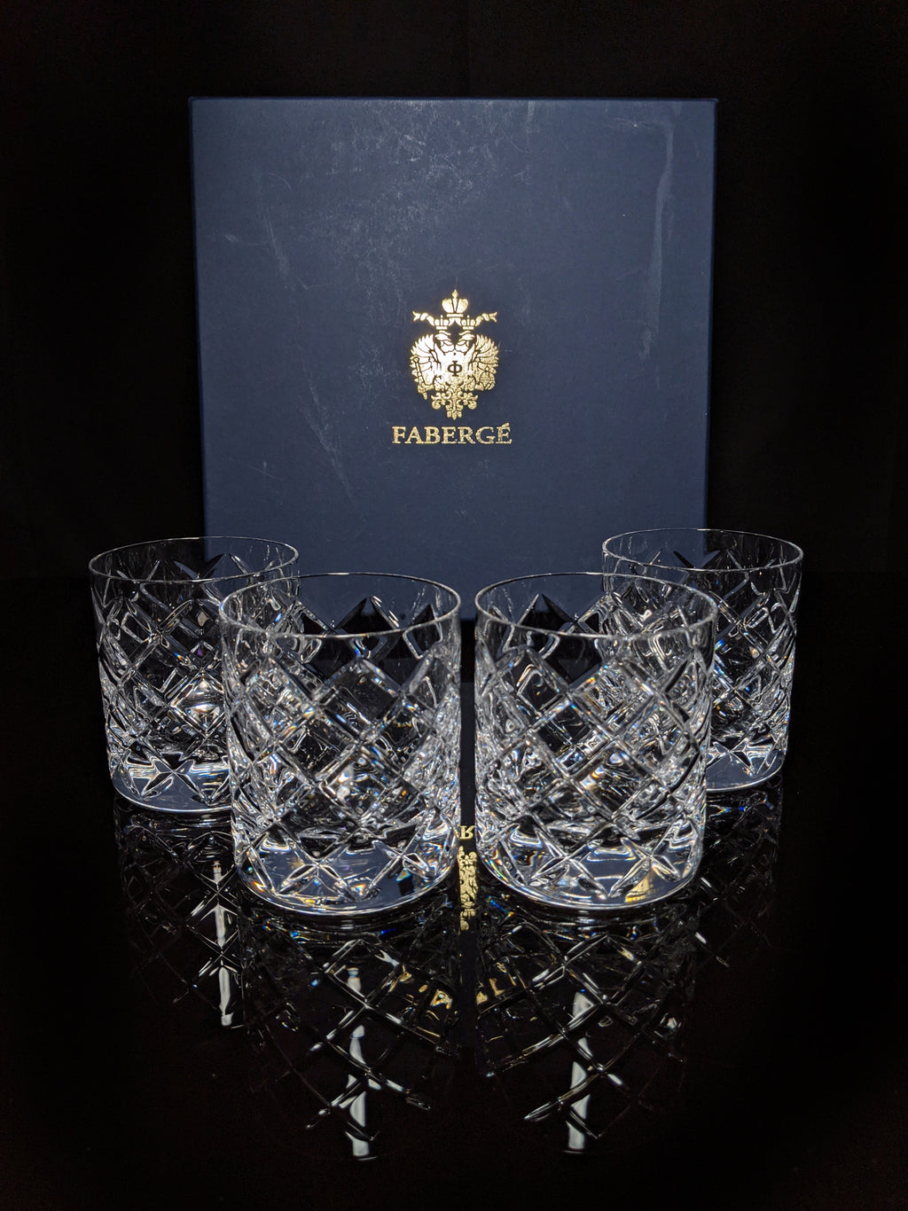 Faberge Oberon Crystal  Old Fashion Glasses