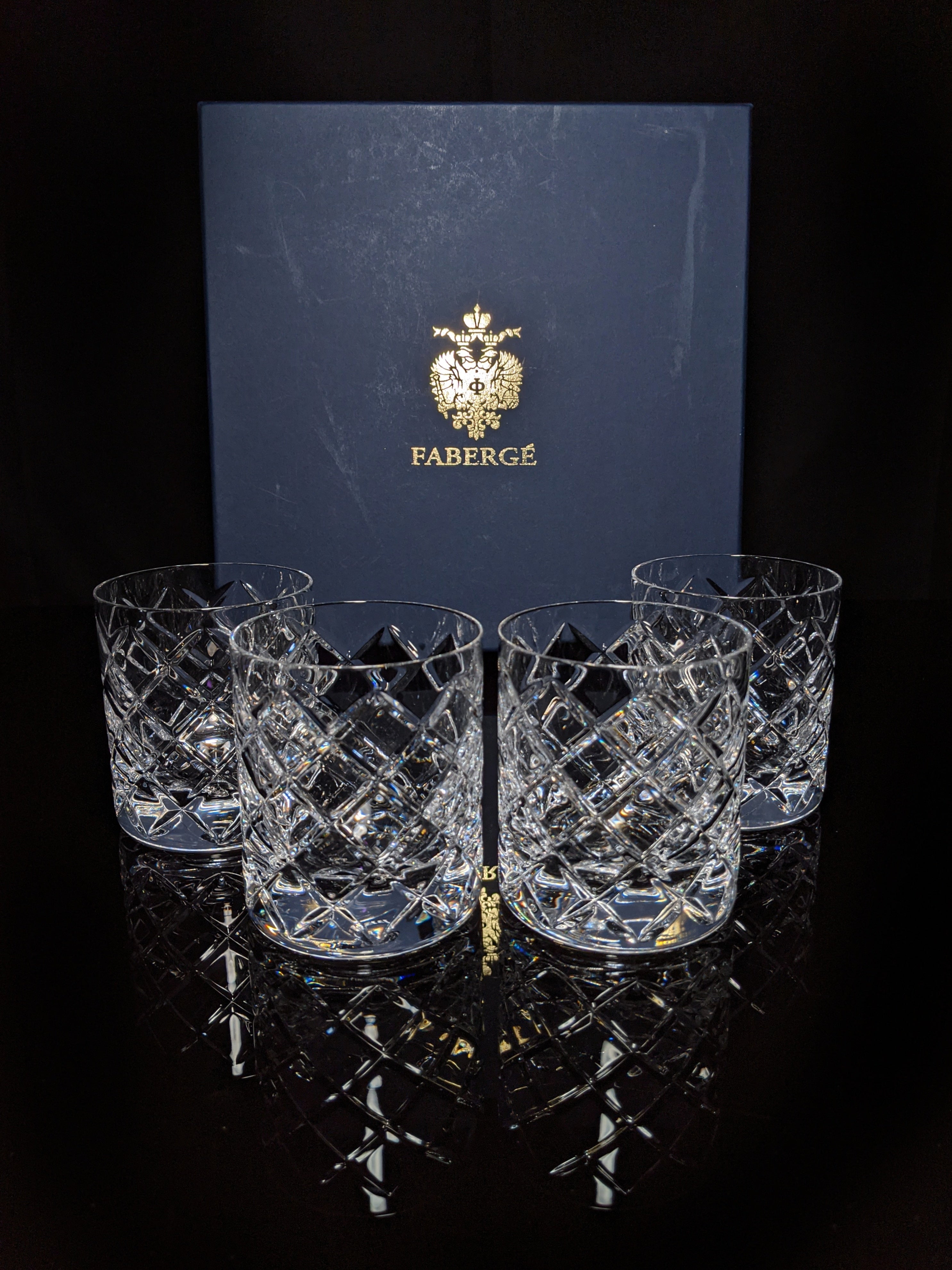 Faberge Oberon Crystal  Old Fashion Glasses