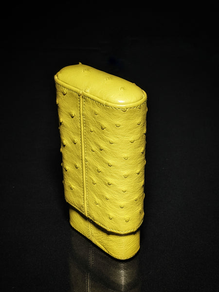Brizard and Co Ostrich Matcha 3 Cigar Case