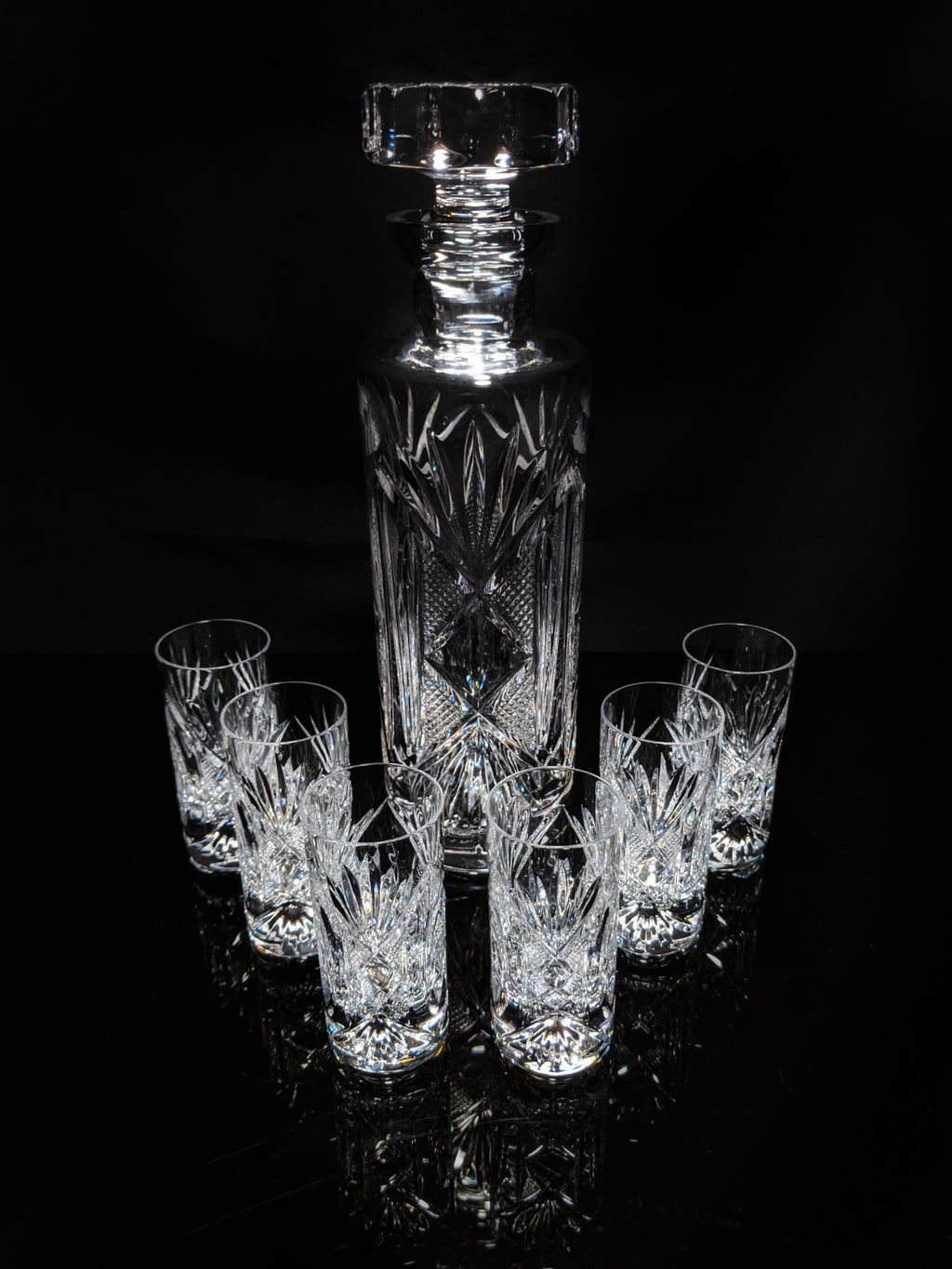 Fabergé Monte Carlo Crystal Vodka Decanter with 6 Shot Glasses
