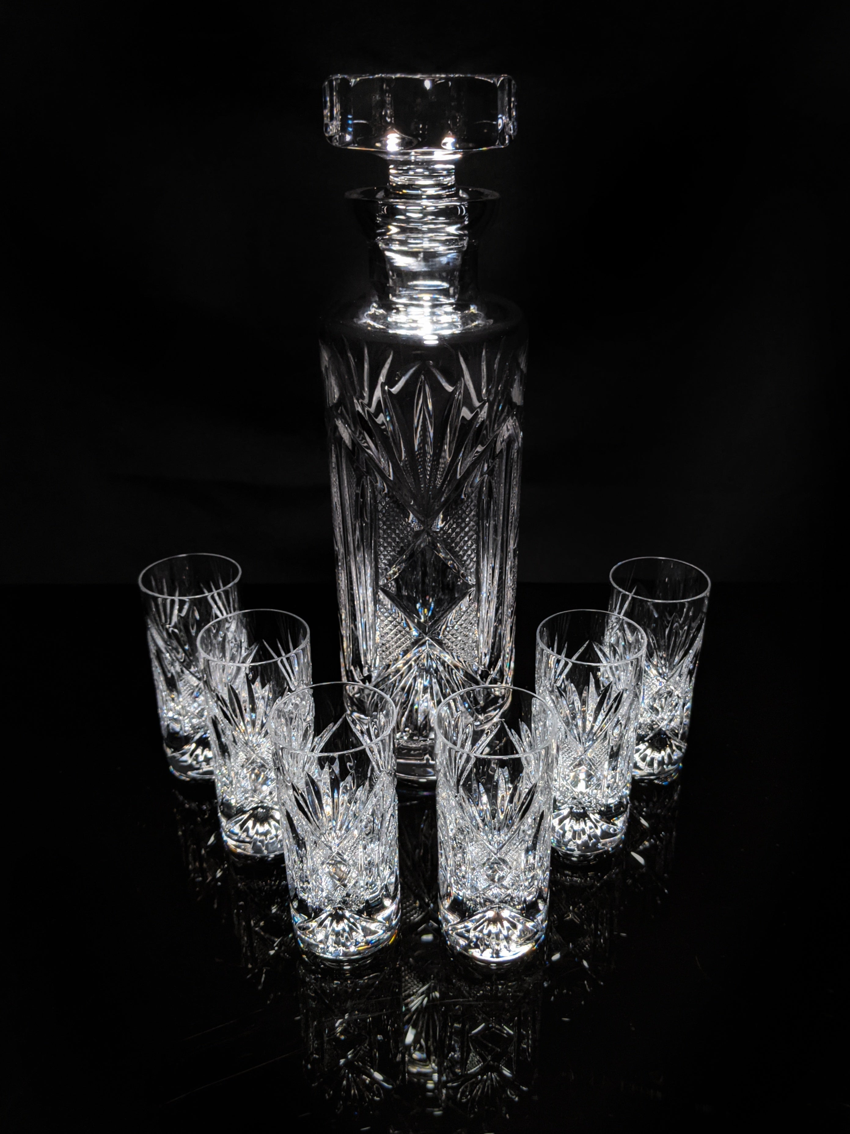 Fabergé Monte Carlo Crystal Vodka Decanter with 6 Shot Glasses