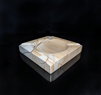 Natural Marble Square Cigar Ashtray 7" square NIB