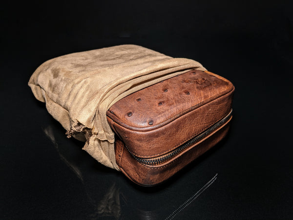 Brizard and Co Havana Traveler in Genuine Ostrich Antique Saddle Leather