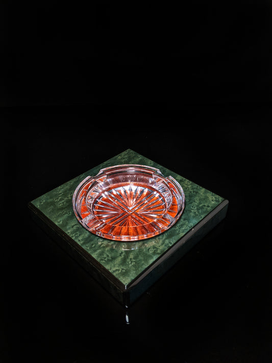 green burl wood ashtray new in the box