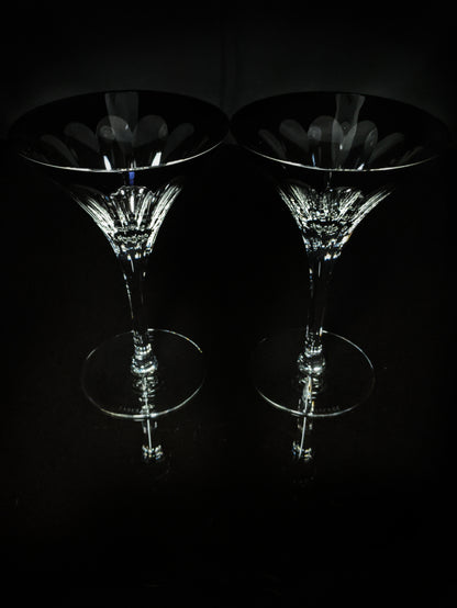 Faberge Martini Black Crystal Glasses set of 2 with the  original Faberge presentation case