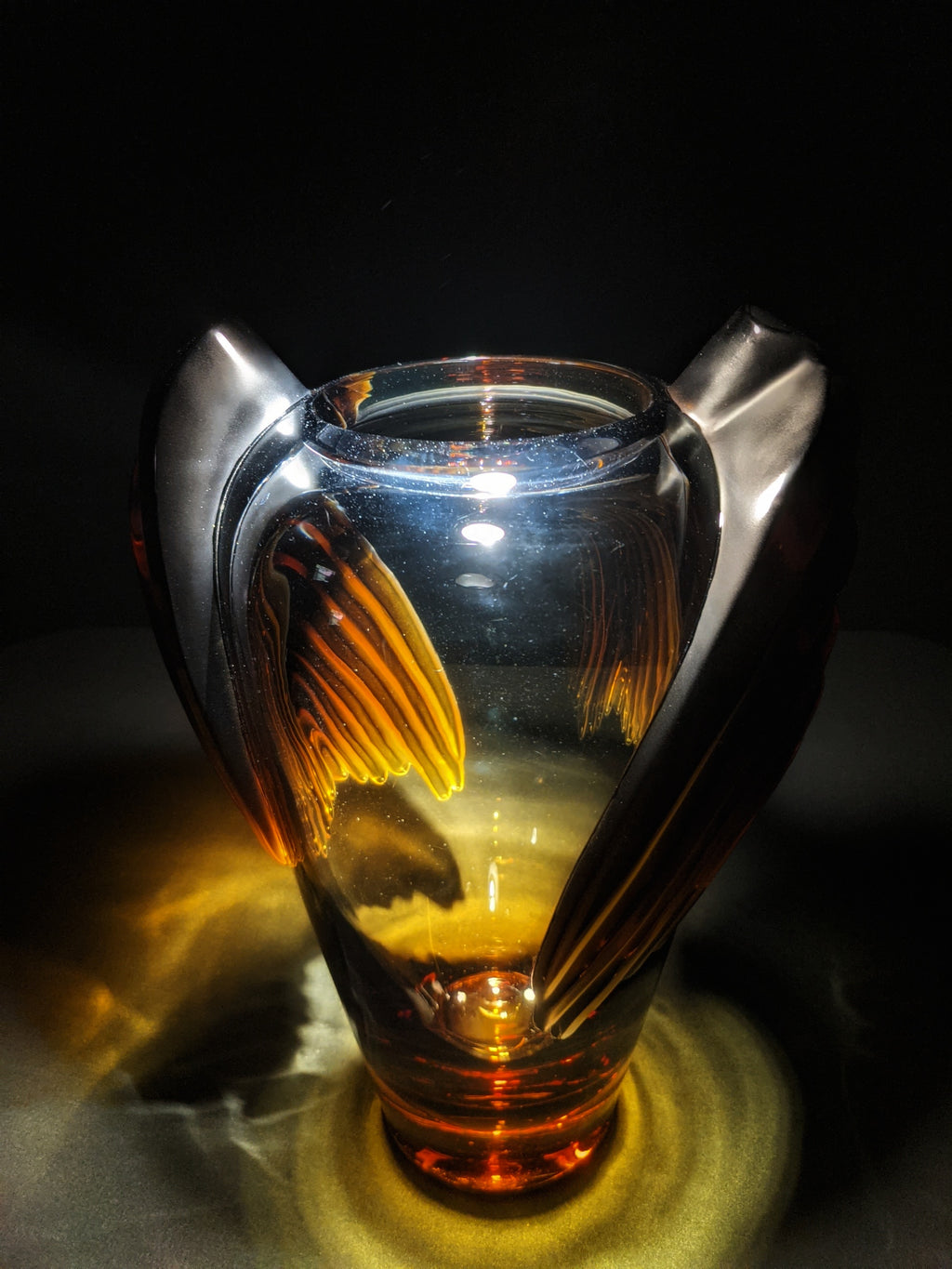 LALIQUE "Marrakech" Vintage Sculptural Art Glass Vase by Marie-Claude Lalique