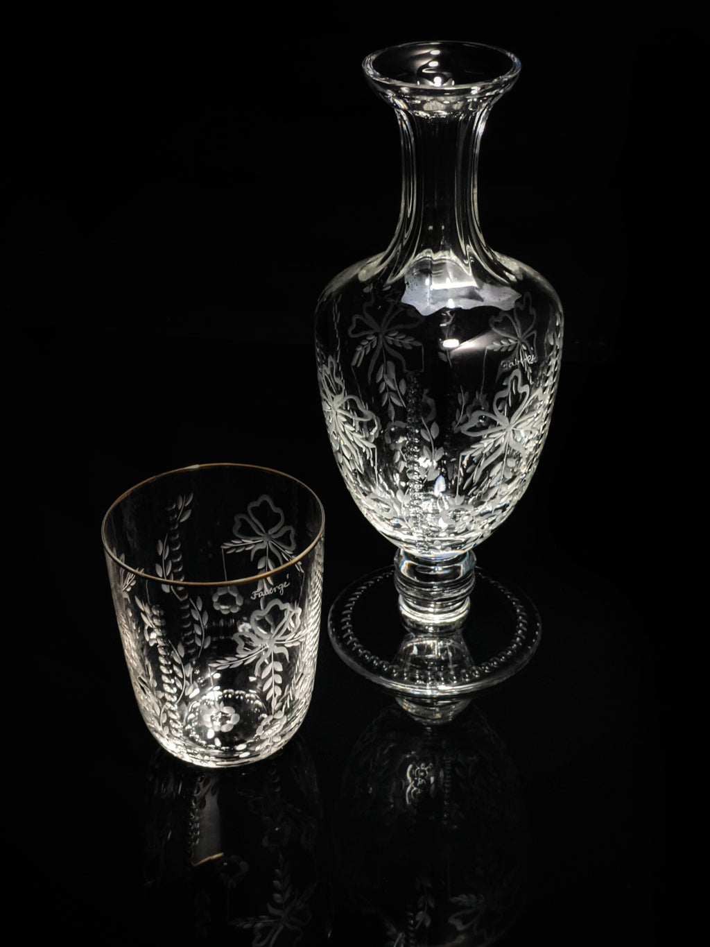Faberge Crystal Gatchina Palace Carafe Decanter with matching glass NIB