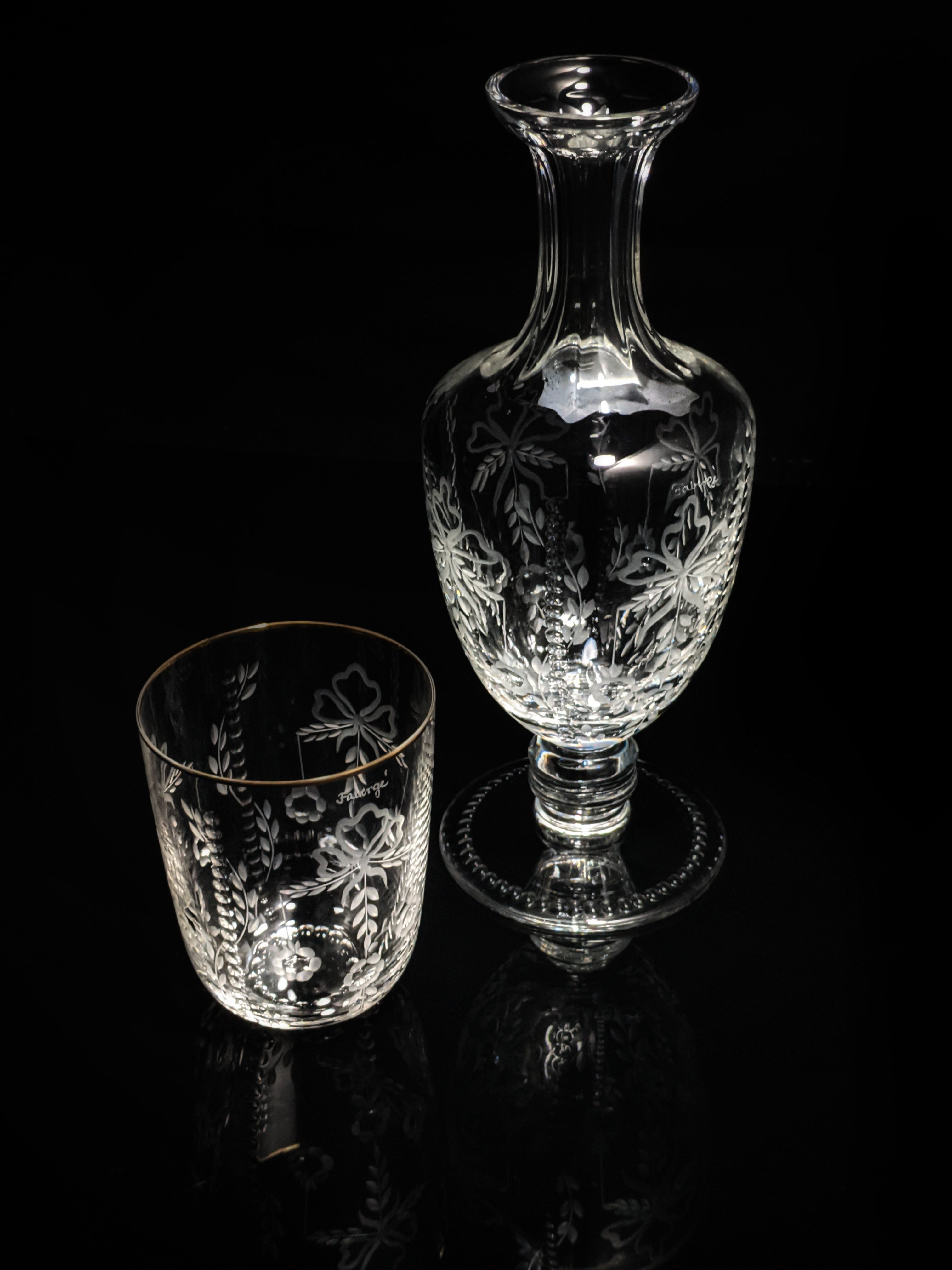 Faberge Crystal Gatchina Palace Carafe Decanter with matching glass NIB
