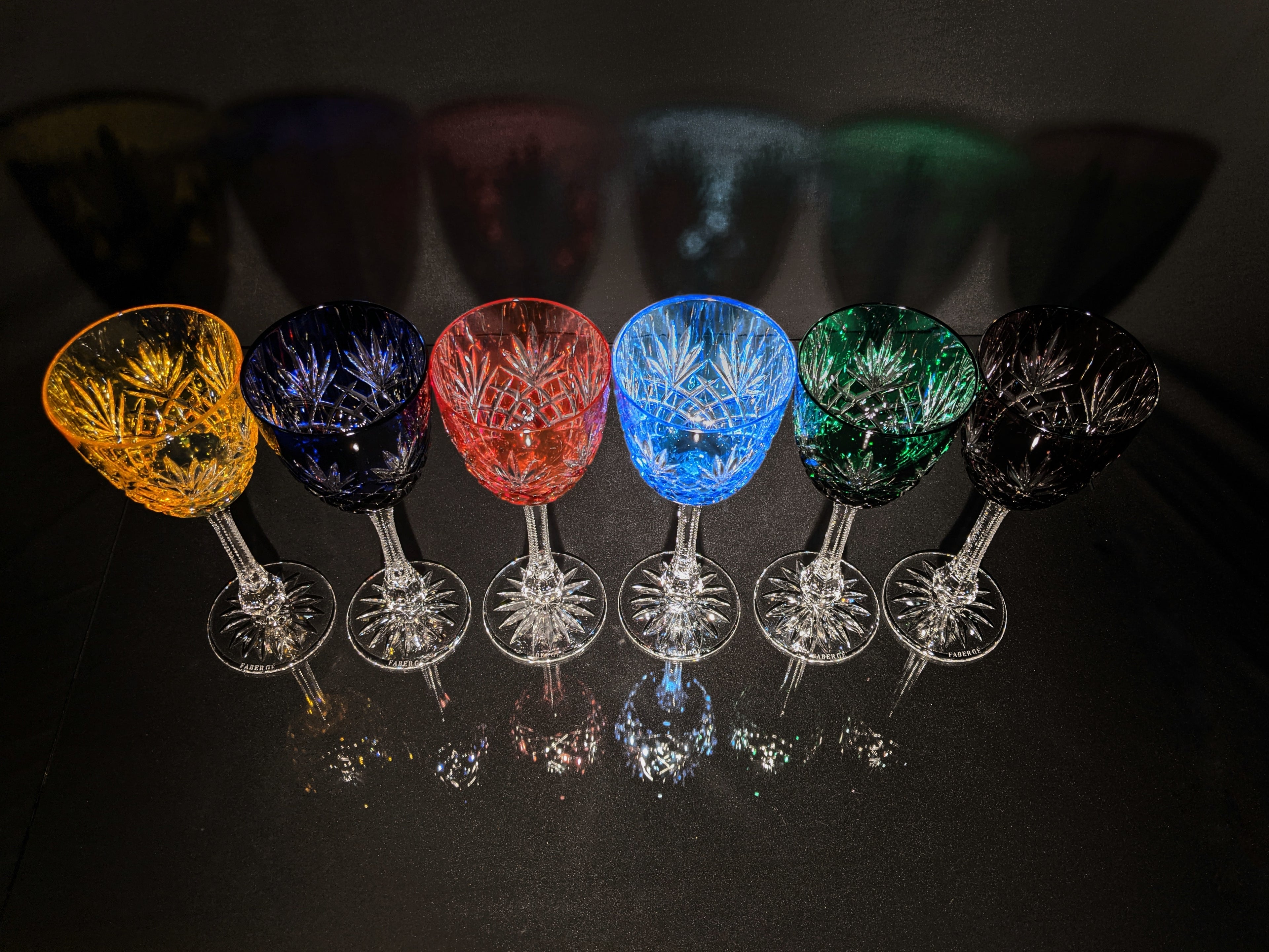 Faberge Odessa  Hock Crystal Goblets  set of 6