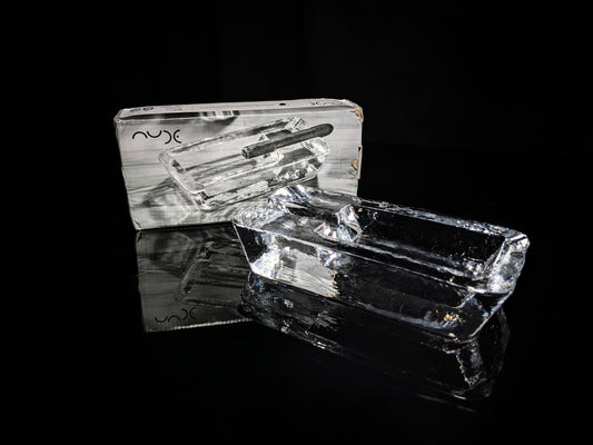 Heavy Clear Glass Cigar Ashtray Measures 7.5" L x 3.5" W x 1.5" H