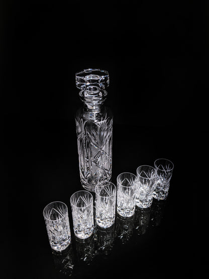 Faberge Monte Carlo  Crystal Vodka Decanter with 6 shot glasses