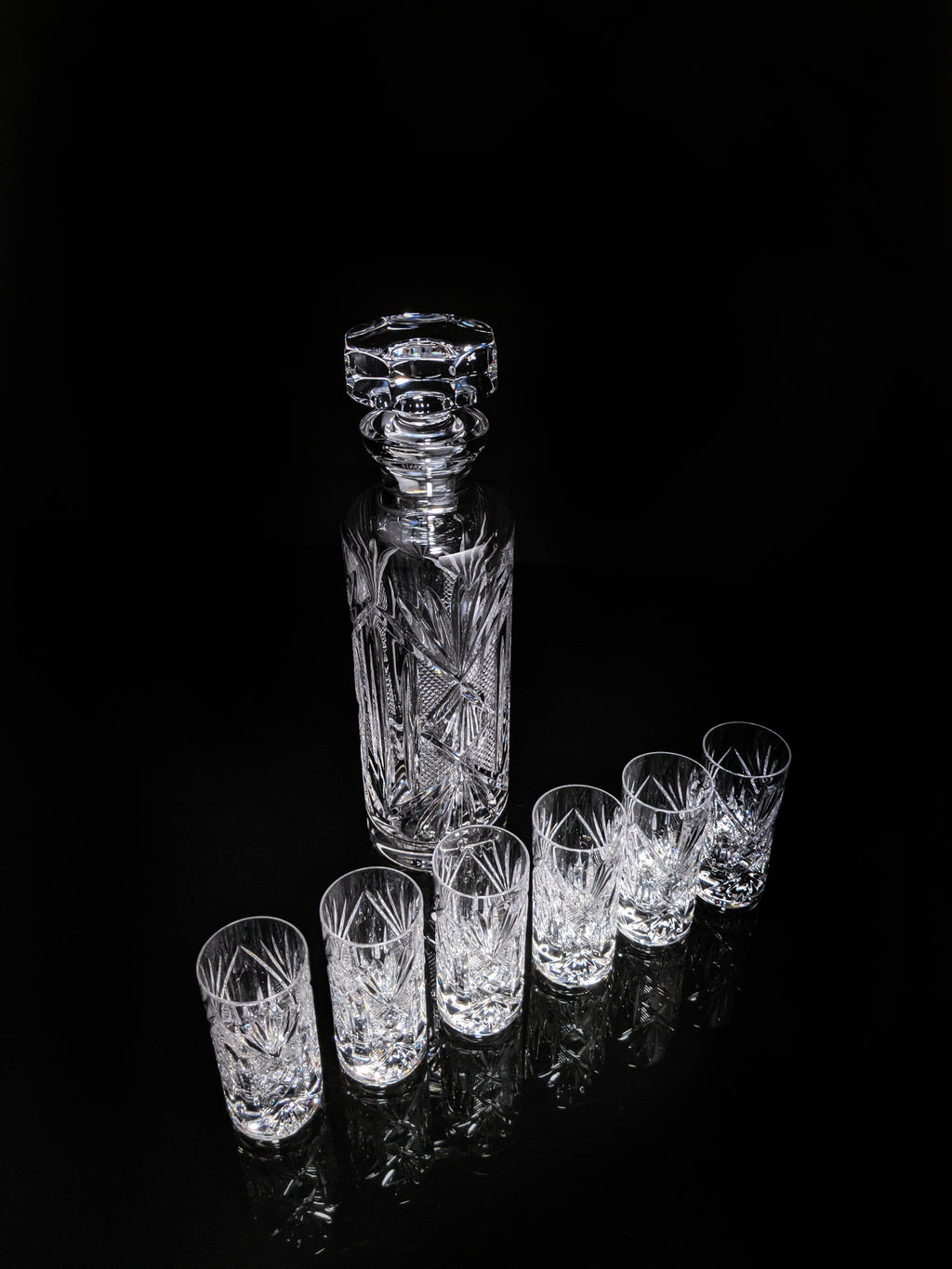 Fabergé Monte Carlo Crystal Vodka Decanter with 6 Shot Glasses