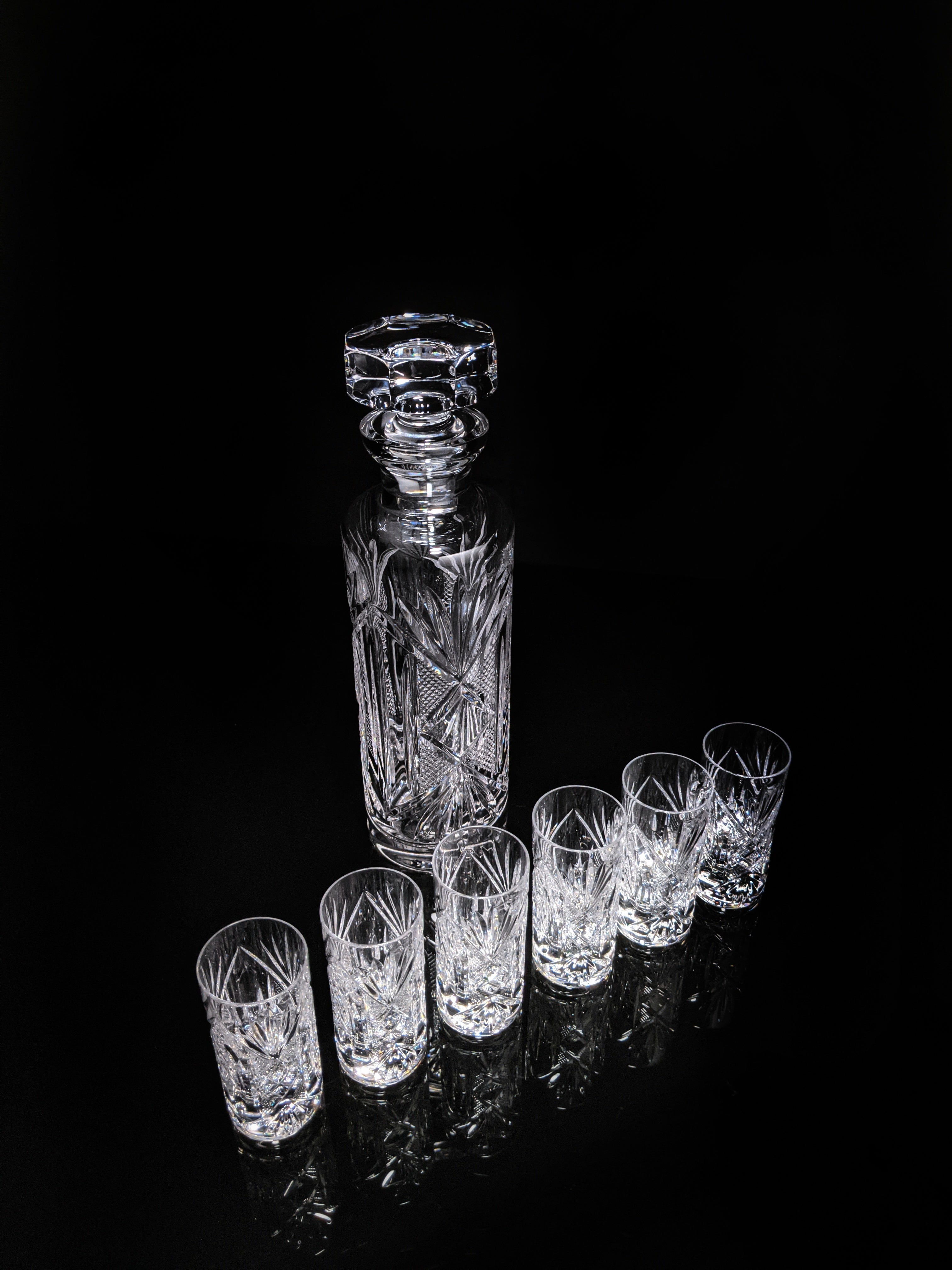 Fabergé Monte Carlo Crystal Vodka Decanter with 6 Shot Glasses