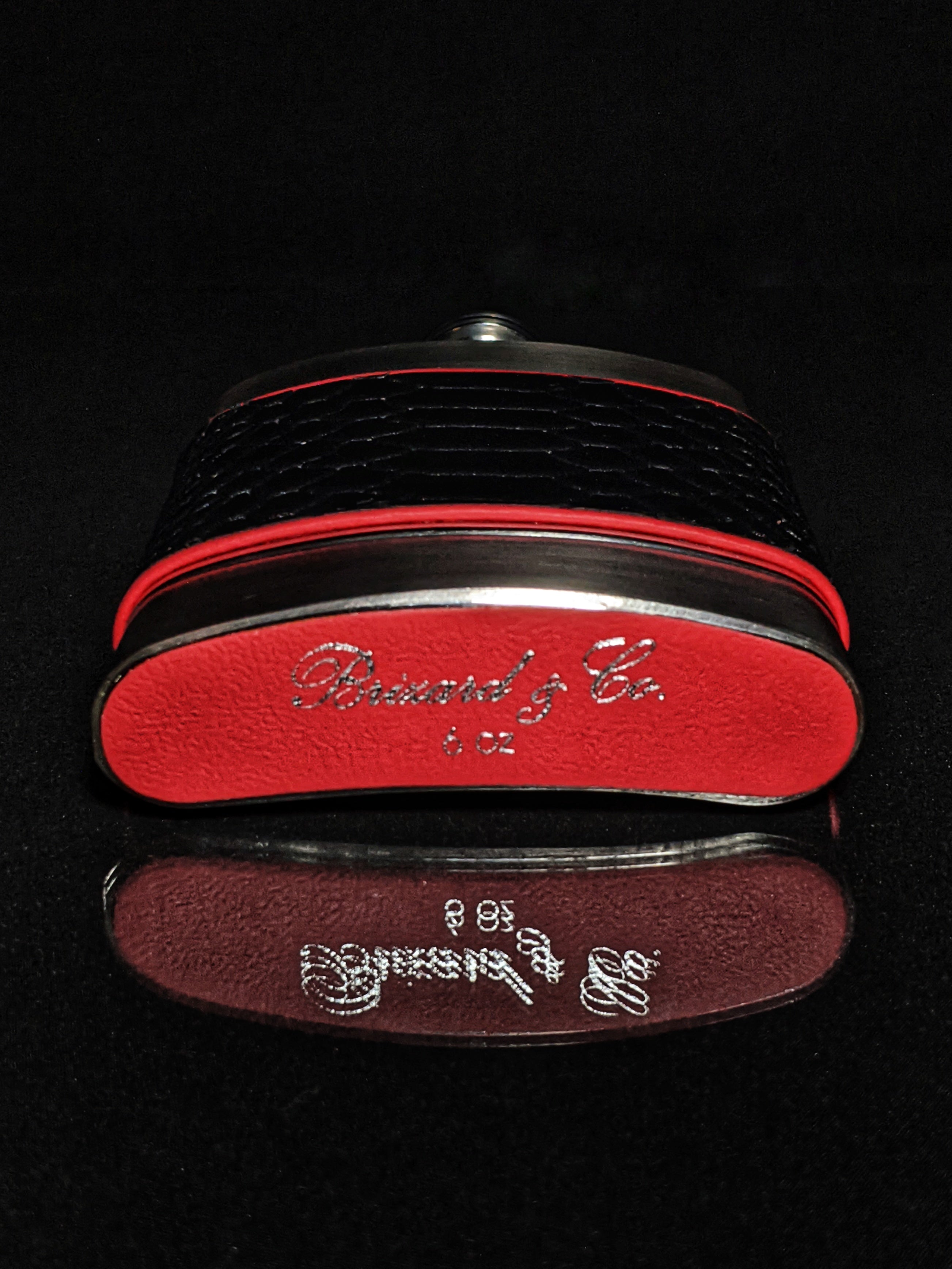 Brizard and Co. The 6 oz Flask - Black Python Leather and Racing Red