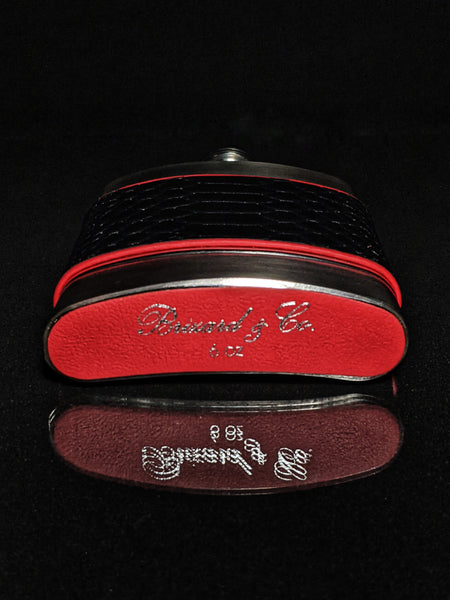 Brizard and Co. The 6 oz Flask - Black Python Leather and Racing Red