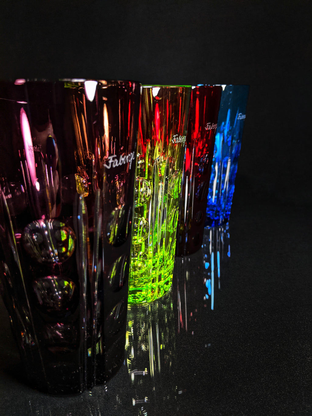 Faberge Crystal Colored Bubble Glasses