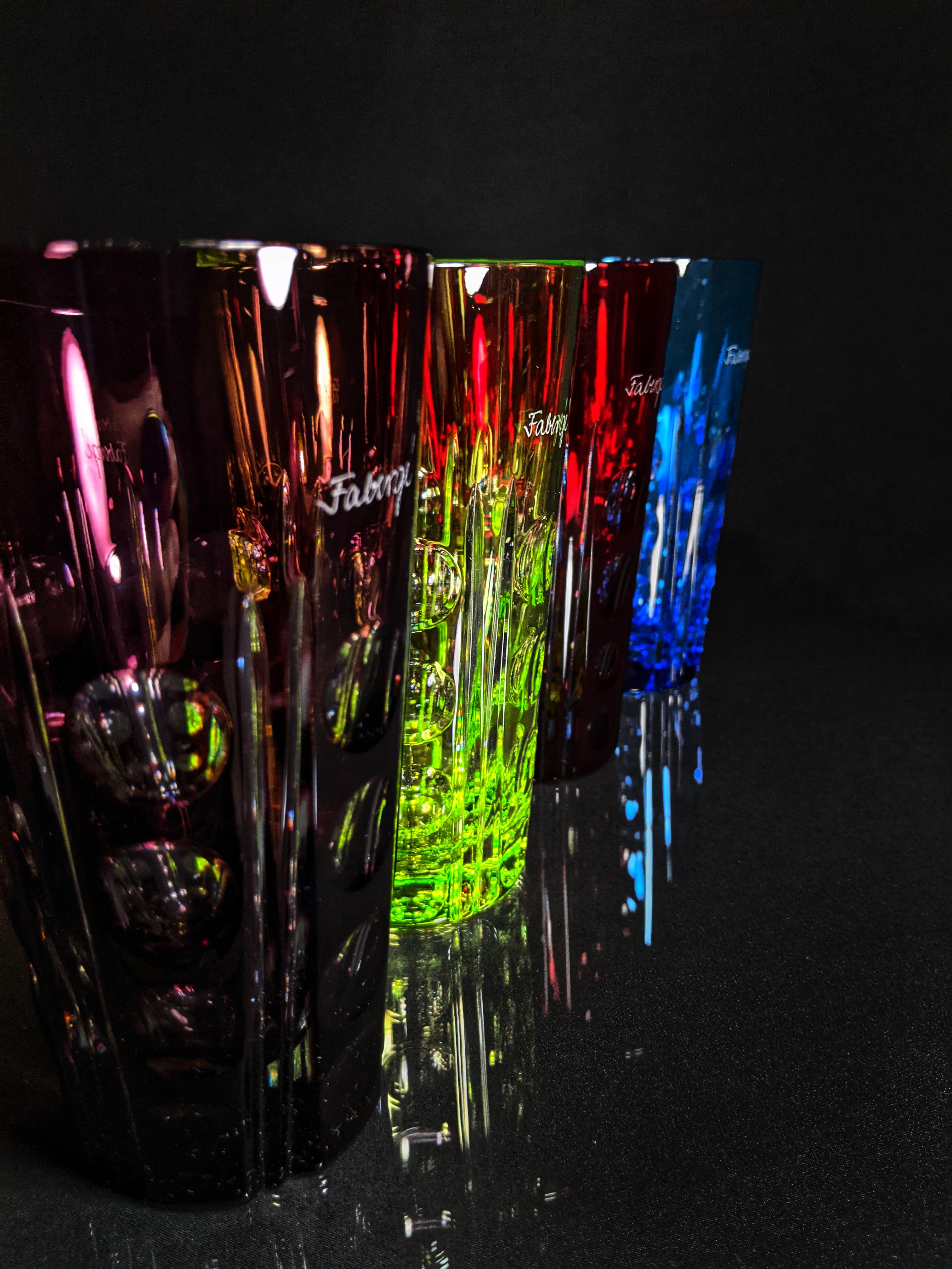 Faberge Crystal Colored Bubble Glasses