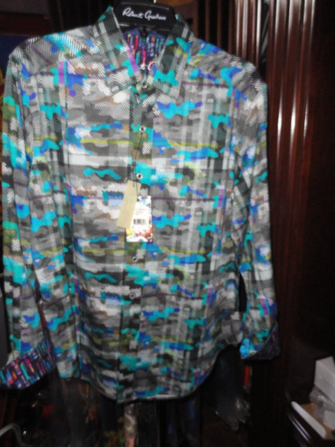 Robert Graham Hydroflauge Colorful Long Sleeve Shirt Size 1XL
