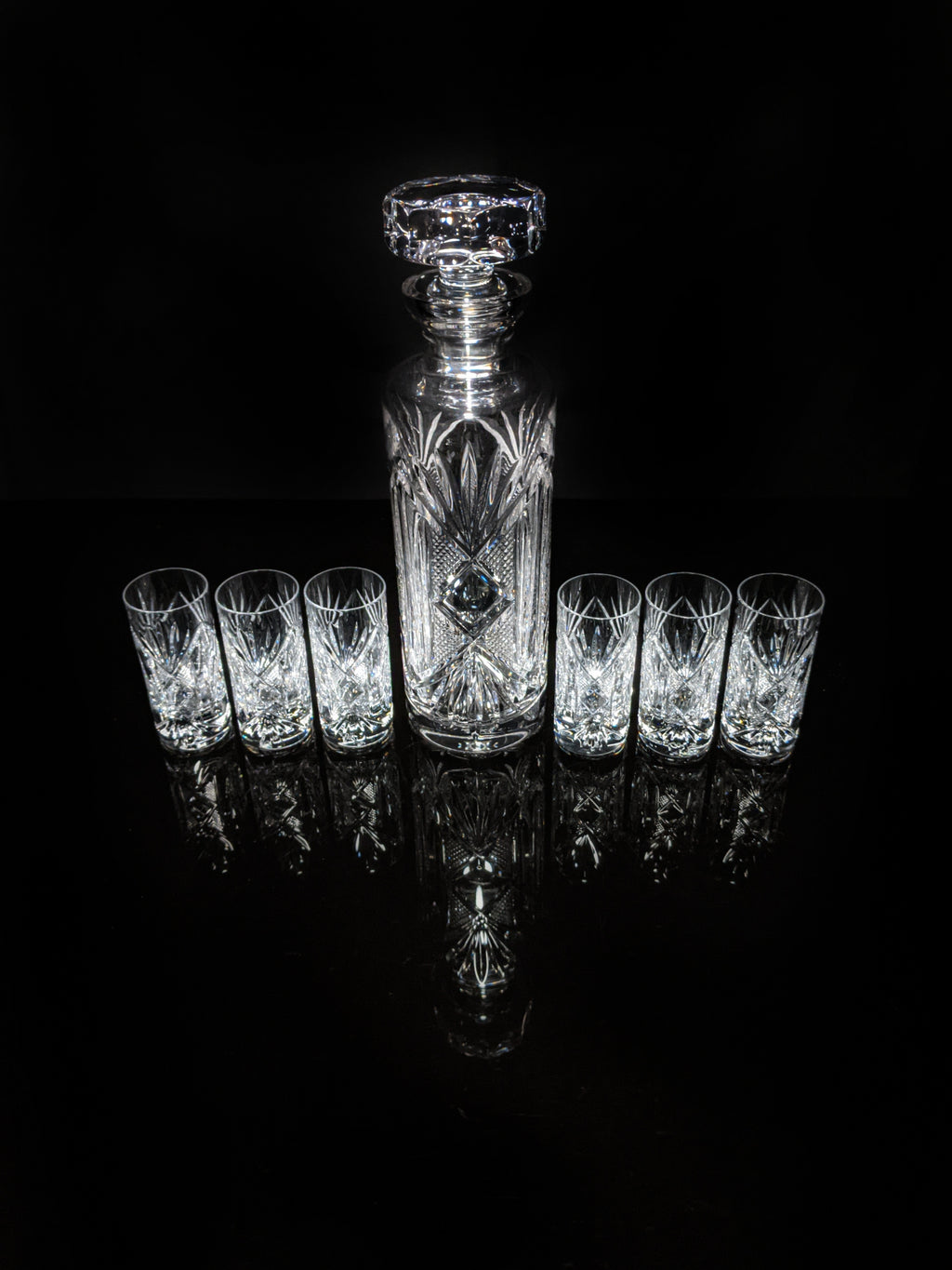Fabergé Monte Carlo Crystal Vodka Decanter with 6 Shot Glasses