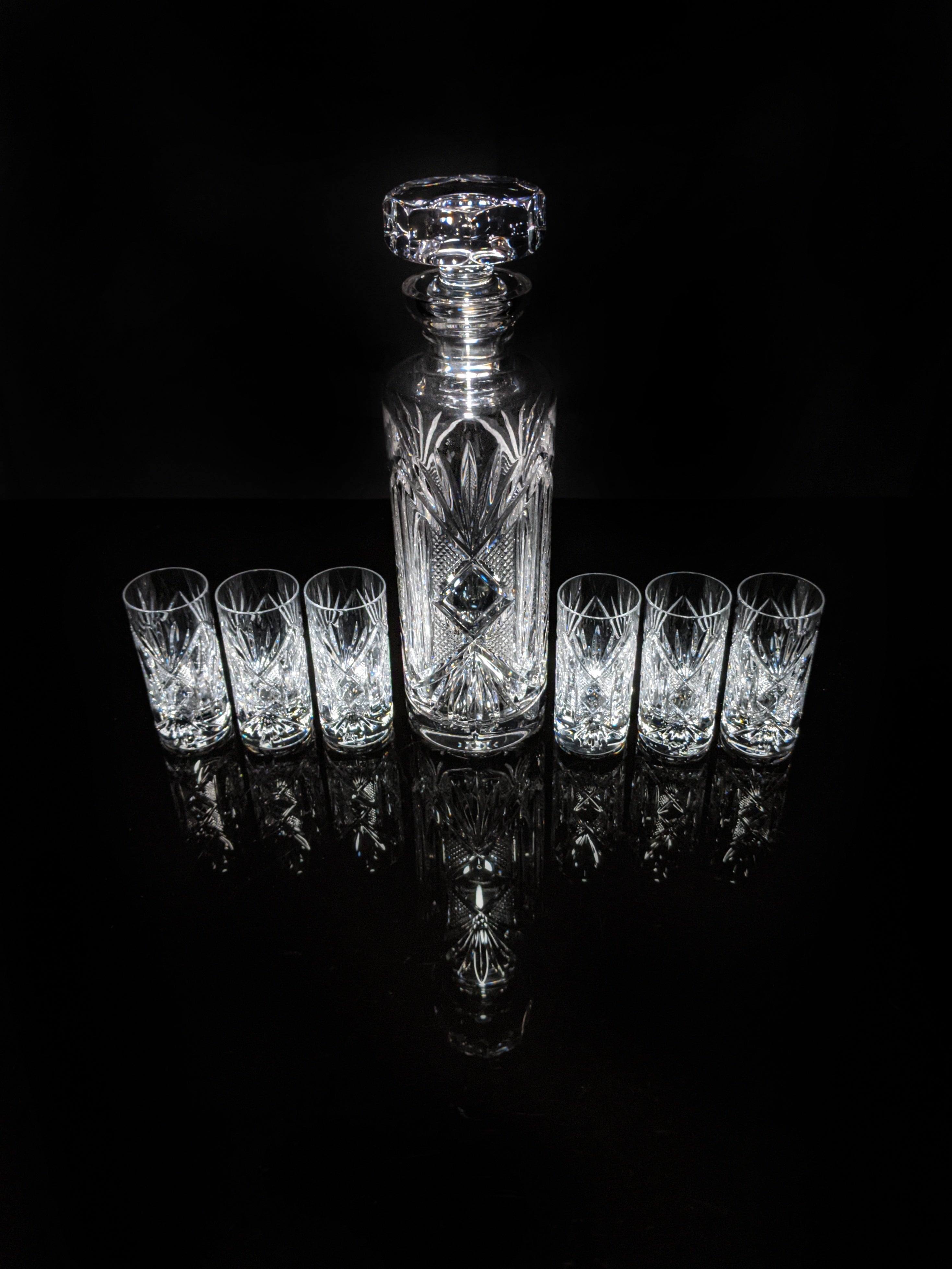 Faberge Monte Carlo  Crystal Vodka Decanter with 6 shot glasses