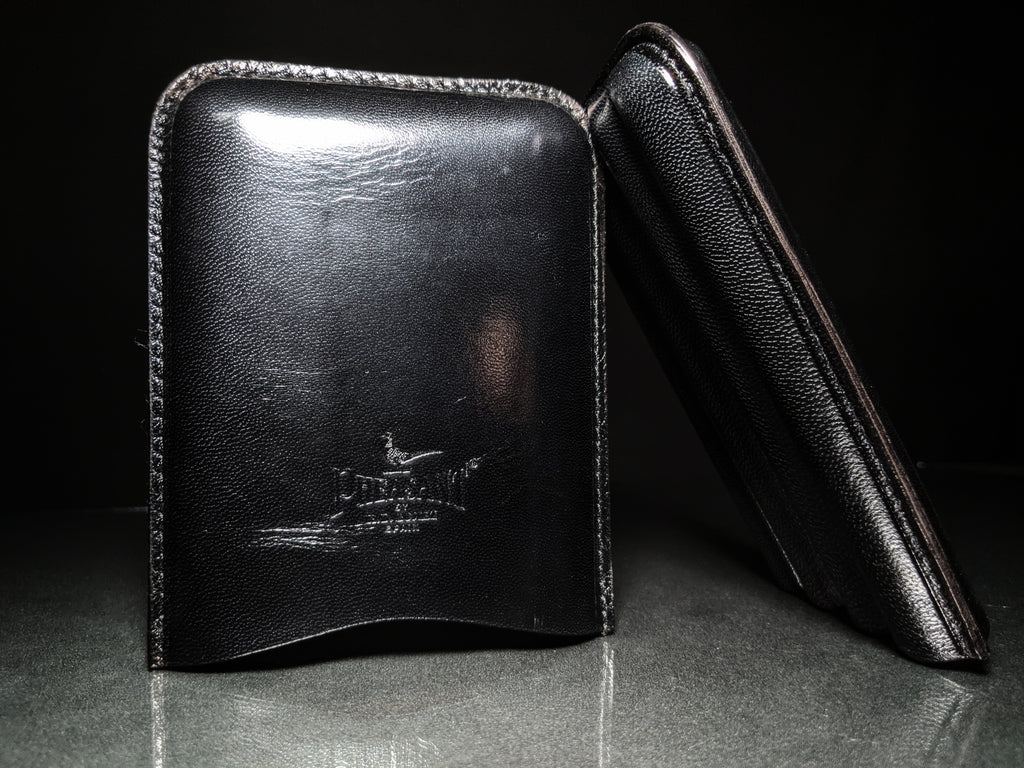 Pheasant Black Cabra Leather Cigar Holder Case